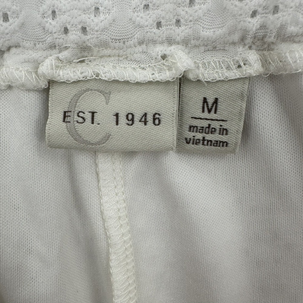 White Eyelet Jogger Pants Paperbag Waist Casual Career C. Est. 1946 Women Sz M - Picture 5 of 9